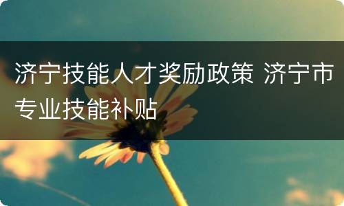 济宁技能人才奖励政策 济宁市专业技能补贴