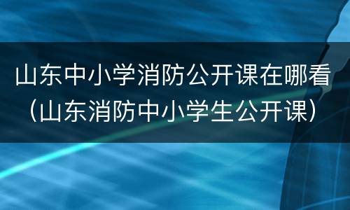 山东中小学消防公开课在哪看（山东消防中小学生公开课）
