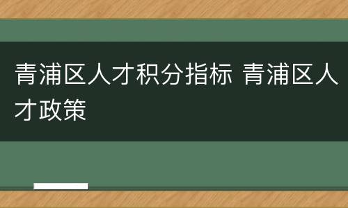 青浦区人才积分指标 青浦区人才政策