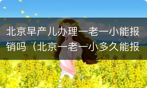 北京早产儿办理一老一小能报销吗（北京一老一小多久能报销下来）