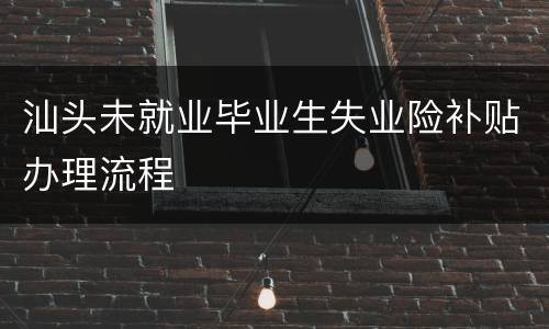 汕头未就业毕业生失业险补贴办理流程