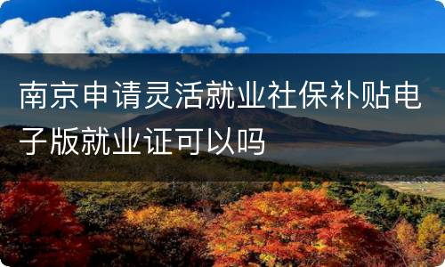 南京申请灵活就业社保补贴电子版就业证可以吗