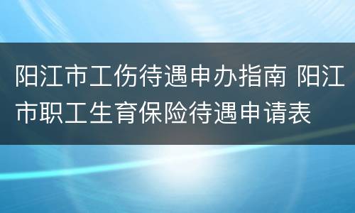 阳江市工伤待遇申办指南 阳江市职工生育保险待遇申请表