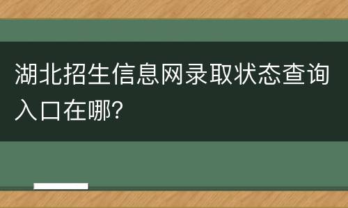湖北招生信息网录取状态查询入口在哪？