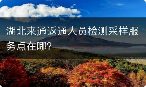 湖北来通返通人员检测采样服务点在哪？