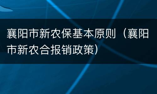 襄阳市新农保基本原则（襄阳市新农合报销政策）