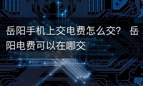 岳阳手机上交电费怎么交？ 岳阳电费可以在哪交