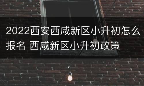2022西安西咸新区小升初怎么报名 西咸新区小升初政策
