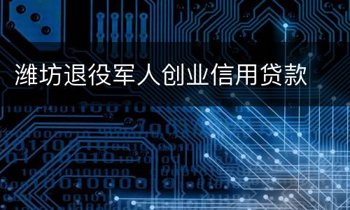 潍坊退役军人创业信用贷款
