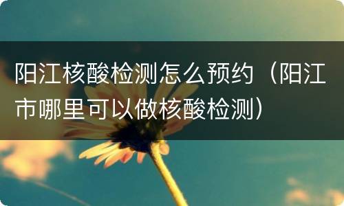 阳江核酸检测怎么预约（阳江市哪里可以做核酸检测）