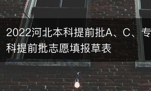2022河北本科提前批A、C、专科提前批志愿填报草表