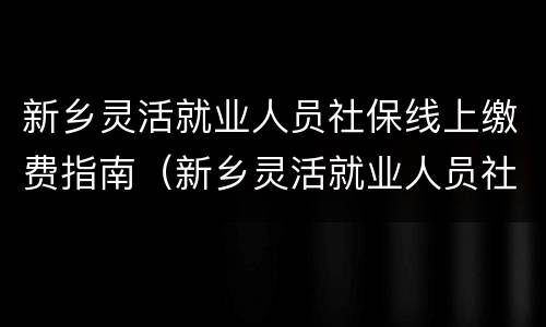 新乡灵活就业人员社保线上缴费指南（新乡灵活就业人员社保线上缴费指南）