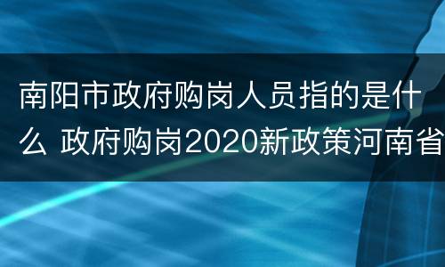 南阳市政府购岗人员指的是什么 政府购岗2020新政策河南省