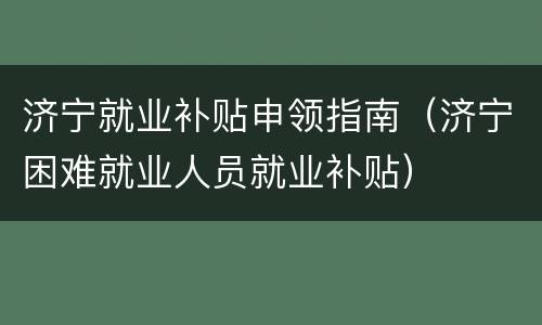 济宁就业补贴申领指南（济宁困难就业人员就业补贴）
