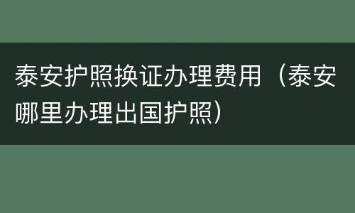 泰安护照换证办理费用（泰安哪里办理出国护照）