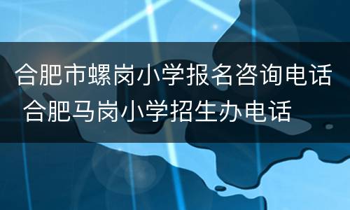 合肥市螺岗小学报名咨询电话 合肥马岗小学招生办电话