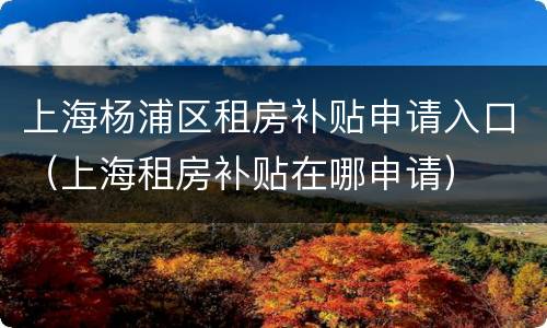 上海杨浦区租房补贴申请入口（上海租房补贴在哪申请）