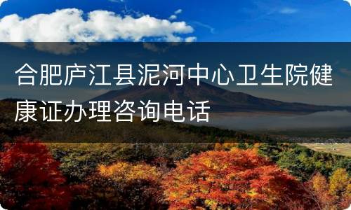 合肥庐江县泥河中心卫生院健康证办理咨询电话