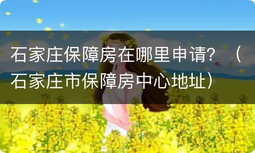 石家庄保障房在哪里申请？（石家庄市保障房中心地址）