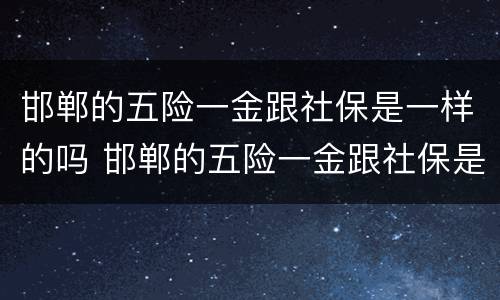 邯郸的五险一金跟社保是一样的吗 邯郸的五险一金跟社保是一样的吗怎么查