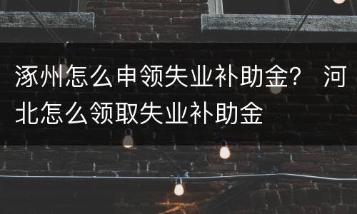 涿州怎么申领失业补助金？ 河北怎么领取失业补助金