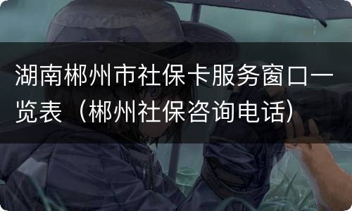湖南郴州市社保卡服务窗口一览表（郴州社保咨询电话）