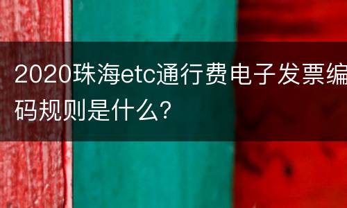 2020珠海etc通行费电子发票编码规则是什么？