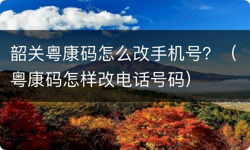 韶关粤康码怎么改手机号？（粤康码怎样改电话号码）