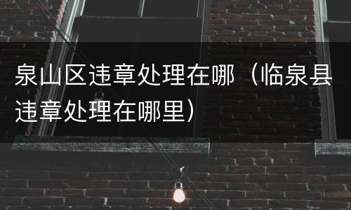 泉山区违章处理在哪（临泉县违章处理在哪里）