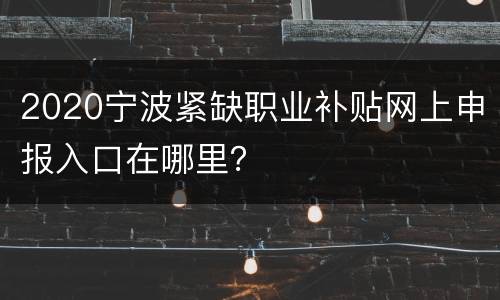 2020宁波紧缺职业补贴网上申报入口在哪里？