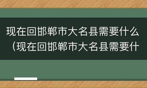 现在回邯郸市大名县需要什么（现在回邯郸市大名县需要什么证件）
