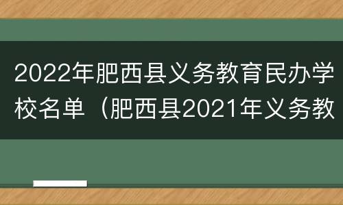 2022年肥西县义务教育民办学校名单（肥西县2021年义务教育招生）