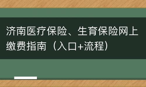 济南医疗保险、生育保险网上缴费指南（入口+流程）