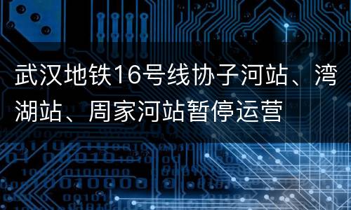 武汉地铁16号线协子河站、湾湖站、周家河站暂停运营