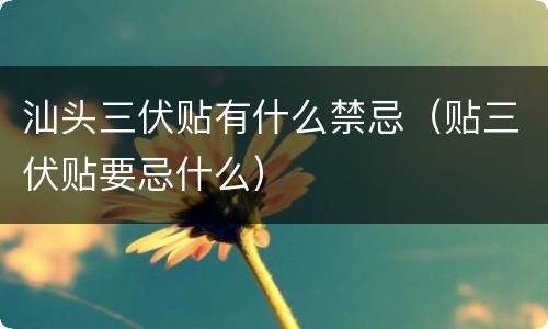 汕头三伏贴有什么禁忌（贴三伏贴要忌什么）