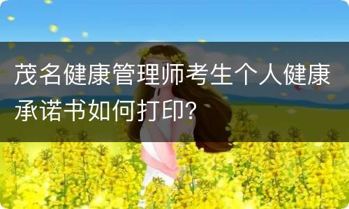 茂名健康管理师考生个人健康承诺书如何打印？