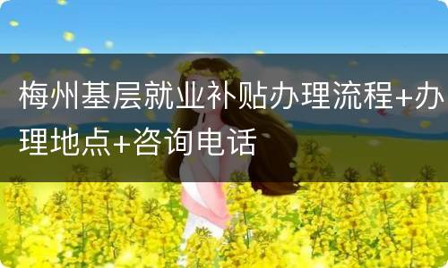梅州基层就业补贴办理流程+办理地点+咨询电话
