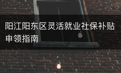 阳江阳东区灵活就业社保补贴申领指南