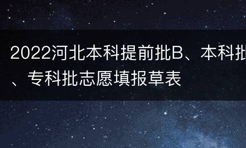 2022河北本科提前批B、本科批、专科批志愿填报草表