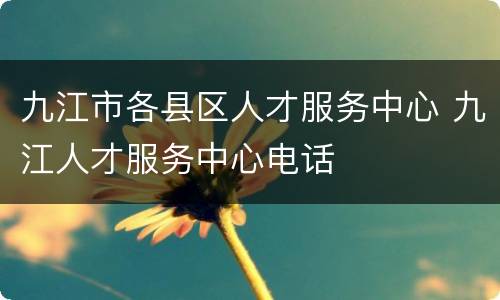 九江市各县区人才服务中心 九江人才服务中心电话