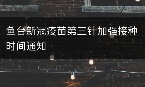 鱼台新冠疫苗第三针加强接种时间通知