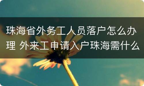 珠海省外务工人员落户怎么办理 外来工申请入户珠海需什么条件