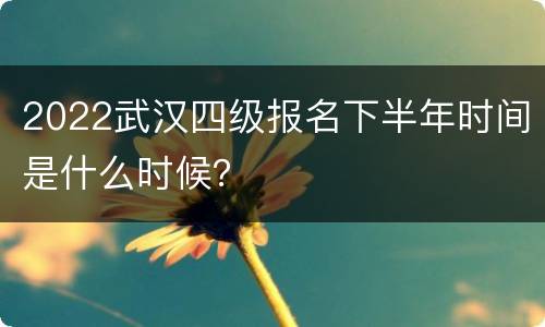 2022武汉四级报名下半年时间是什么时候？
