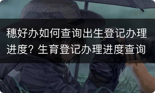 穗好办如何查询出生登记办理进度? 生育登记办理进度查询