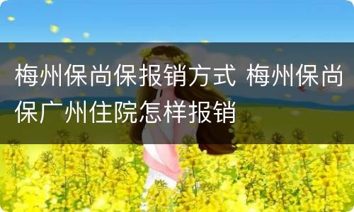 梅州保尚保报销方式 梅州保尚保广州住院怎样报销
