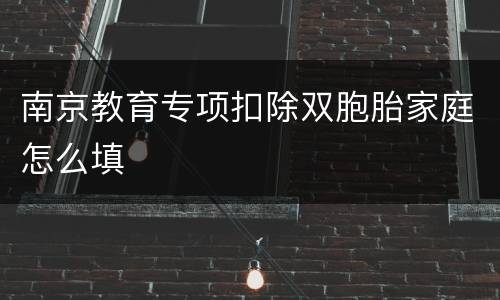 南京教育专项扣除双胞胎家庭怎么填