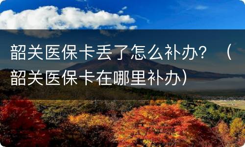 韶关医保卡丢了怎么补办？（韶关医保卡在哪里补办）