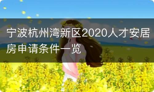 宁波杭州湾新区2020人才安居房申请条件一览
