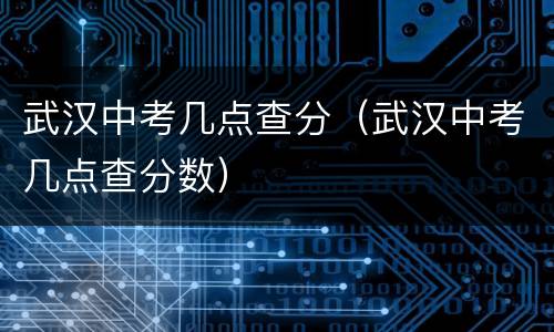 武汉中考几点查分（武汉中考几点查分数）