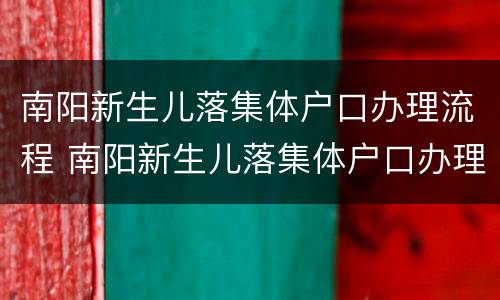 南阳新生儿落集体户口办理流程 南阳新生儿落集体户口办理流程图